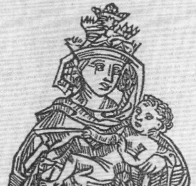 Imagen de la papisa Juana con su hijo, Fuente wikicommons