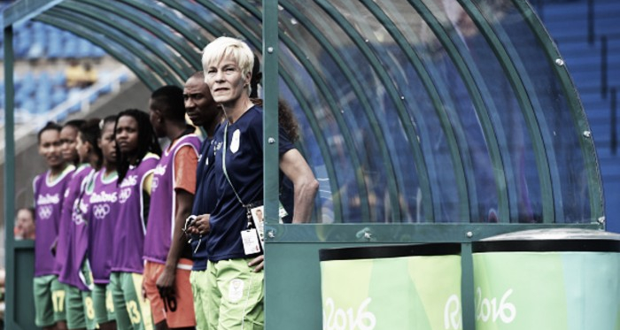 Vera Pauw coaching at the 2016 Olympics. | Source: Stuart Franklin - FIFA