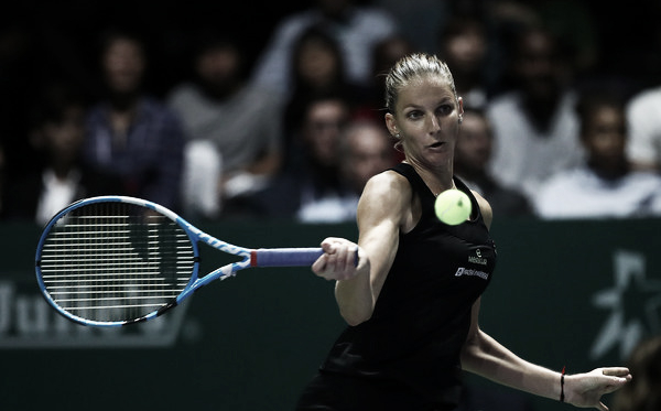 Karolina Pliskova golpea con su derecha durante el partido de hoy ante Wozniacki. Foto: zimbio.com