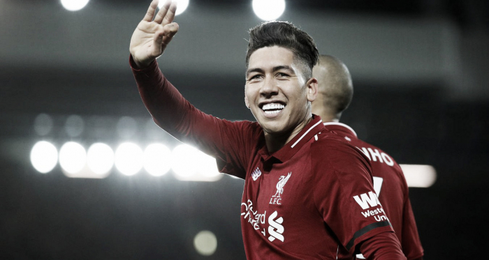 Firmino celebra su tercer gol ante el Arsenal | Fotografía: Premier League