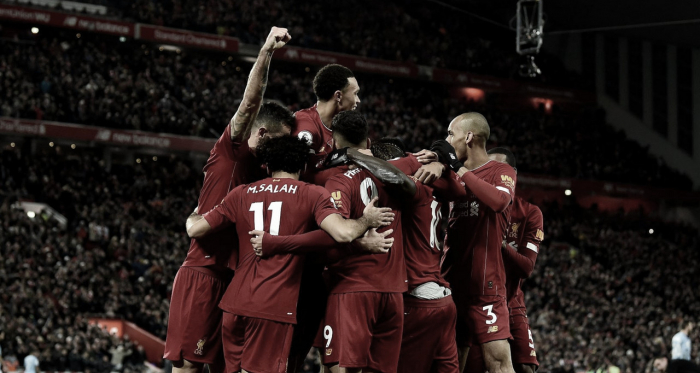 Liverpool celebrando frente al Manchester City | Fuente: Twitter Liverpool