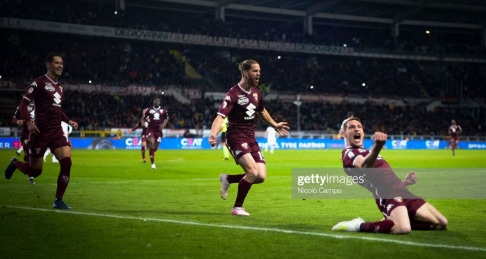 Torino captain Andrea Belotti celebrates scoring a goal against AC Milan last season (Getty Images/Nicolo Campo)