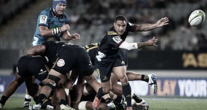  Aaron Smith, el as de espada de los 'Landers, estará de vuelta en el XV inicial tras haber estado detrás de la línea de cal por más de cuatro semanas. Crédito: Fiona Goodall/Getty Images. 