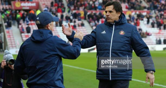 Tony Pulis (above) shaking hands with Chris Coleman, after last weeks three all draw with rivals Sunderland.
