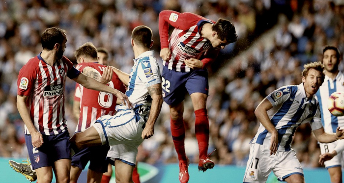 Álvaro Morata remata un balón aéreo || FOTO: Club Atlético de Madrid.