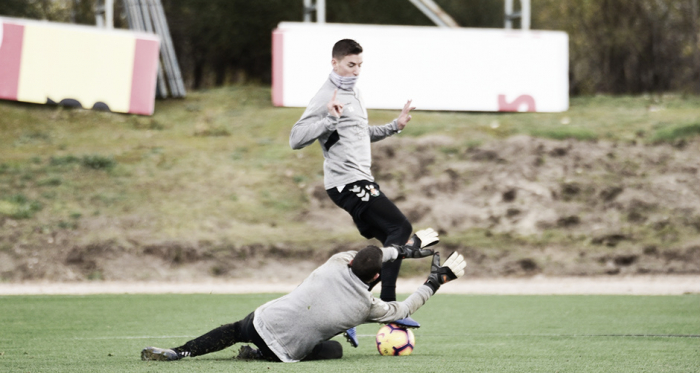 Masip y Alcaraz durante un entrenamiento | Real Valladolid