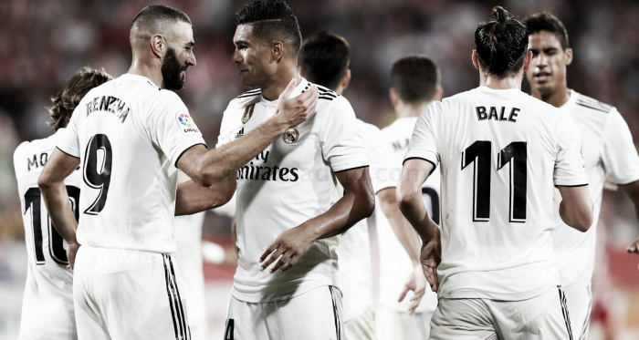 Los jugadores celebrando un gol en Liga | Foto: Realmadrid.com