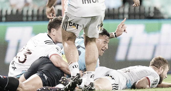 Así como lo esperó, llegó. En la victoria de los 'Tahs ante los 'Saders, Israel Folau se convirtió en el máximo tryman histórico de esta competición. ¡Felicitaciones, Izzy! Crédito: AAP/Jeremy Piper. 