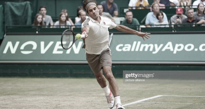 Roger Federer durante su partido de hoy. Foto: Getty Images.