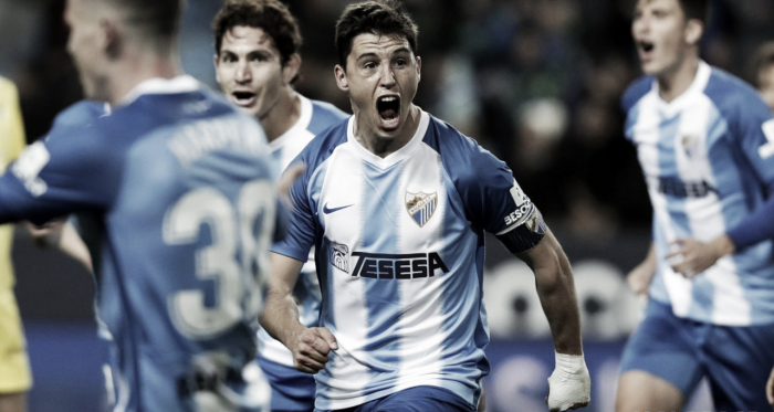 Ricca celebrando el gol ante el Cádiz. | Foto: Málaga CF