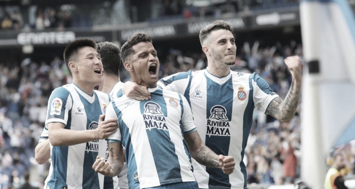 Rosales celebra el 1-0. Twitter. RCD Espanyol.