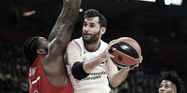 Rudy Fernández percutiendo ante un rival | Foto: Euroleague.net