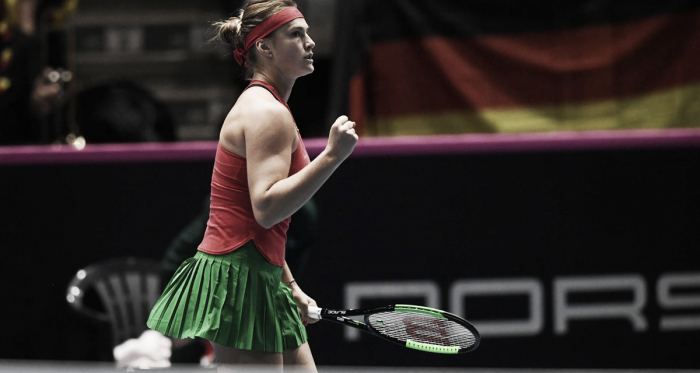 Número um bielorrussa só precisou de 69 minutos para conseguir vitória (Foto: Paul Zimmer/Fed Cup)