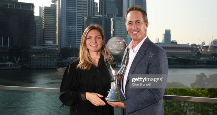 Simona Halep and Darren Cahill together after the Romanian secured the year end number one ranking in 2018 (Getty Images/Clive Brunskill)