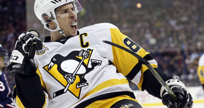 Sidney Crosby celebrates after scoring a goal. Photo Credit: THE CANADIAN PRESS/AP/Jay La Prete