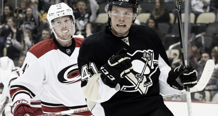 Mishandling in his development will prevent Sprong from ever being the scoring threat the Penguins had hoped he'd become. Photo Credit - <span>Charles LeClaire-USA TODAY Sports</span>