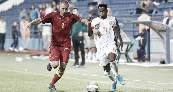 Ansu Fati en el partido ante Montenegro / Imagen:@Sefutbol