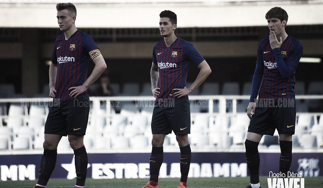 Oriol Busquets, Chumi y Miranda con el Barça B. FOTO: Noelia Déniz