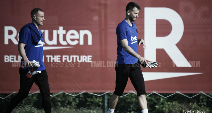 Ter Stegen y Neto en la Ciudad Deportiva.FOTO: Noelia Déniz