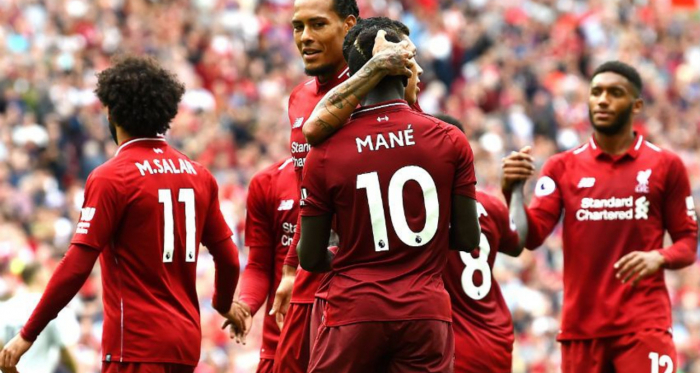 Sadio Mané celebra un gol Fuente:Liverpool FC