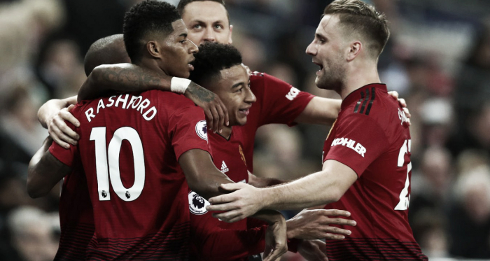 Los jugadores del United celebran el triunfo. Foto: Premier League.