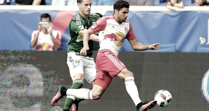 Sal Zizzo facing off against the Portland Timbers. | Photo: Brad Penner-USA TODAY Sports