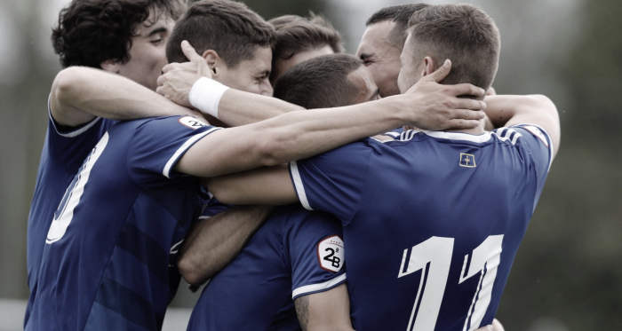 Celebración de los jugadores del Vetusta | Imagen: Real Oviedo