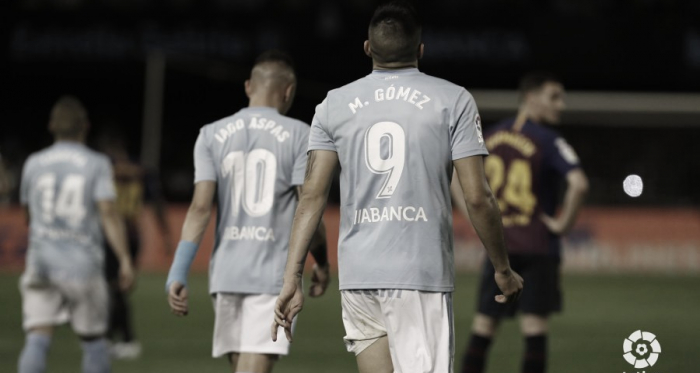 Maxi Gómez y Iago Aspas tras el 1-0. | Fuente:LaLiga
