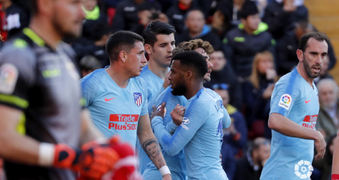 Jugadores del Atlético de Madrid celebrando el gol de Griezmann | Fotografía: La Liga
