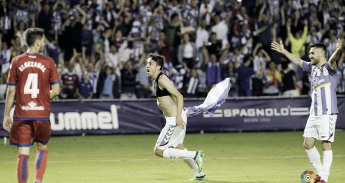Jaime Mata, celebrando su último Gol con el Real Valladolid, Fotografía: La Liga 123