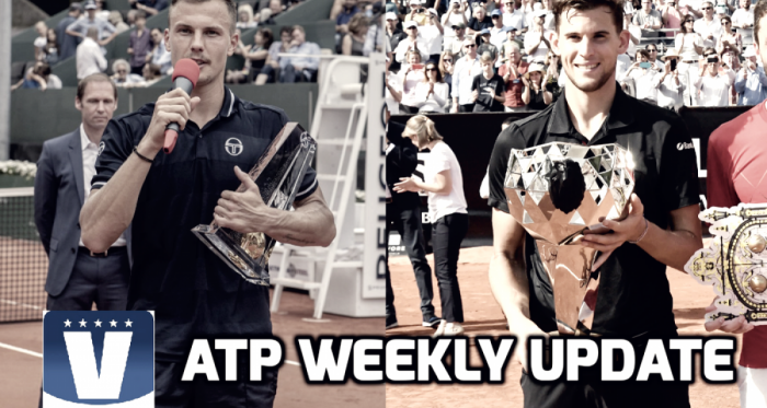 Marton Fucsovics (left) and Dominic Thiem were victorious last week on the European clay. Photos: Geneva Open/Lyon Open