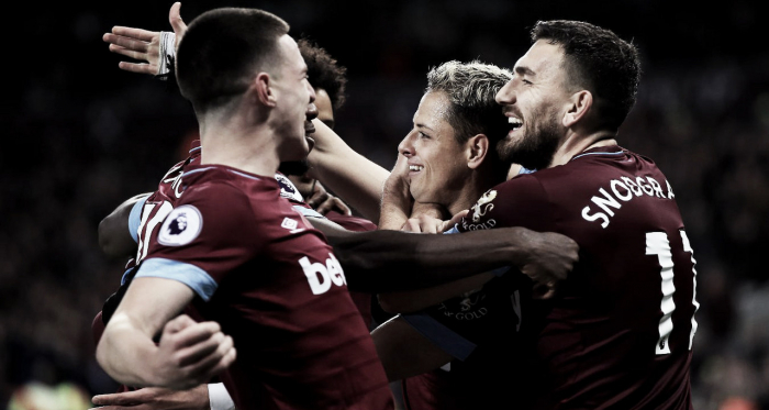 West Ham sonríe tras el cuarto tanto | Foto: Getty Images.