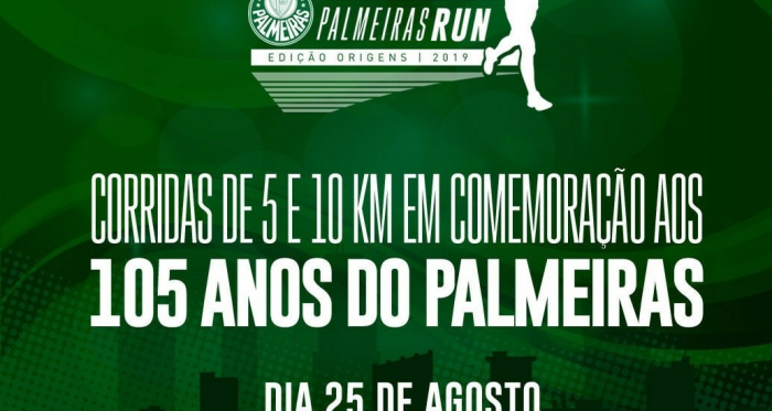 Para celebrar 105 anos do Palmeiras, torcedores vão participar de corrida de rua