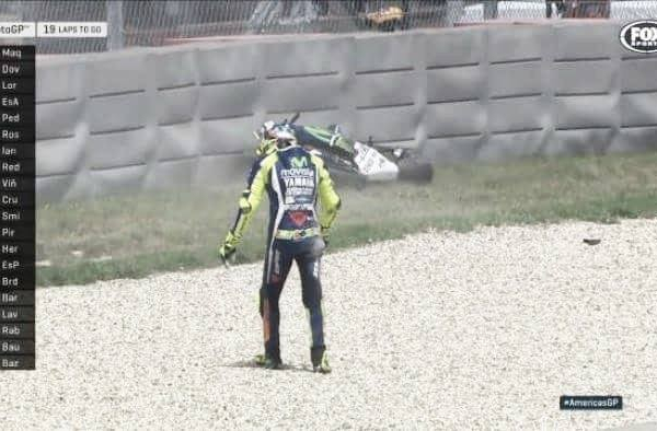 Twist of fate for the Yamaha riders as Rossi crashes out and Lorenzo finished second