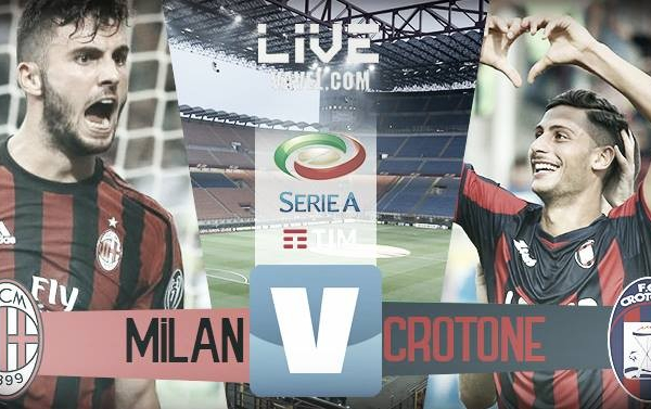 Terminata Milan - Crotone, Live Serie A 2017/18 (1-0): Vittoria rossonera!