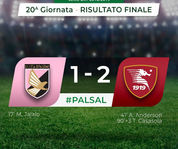 Serie B - Colpaccio della Salernitana nel finale: il Palermo cade in casa 1-2