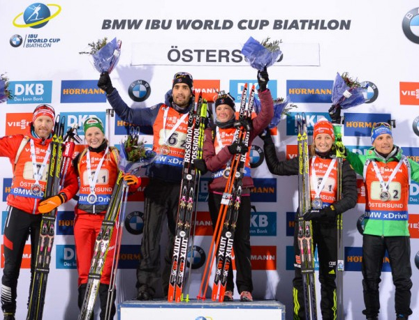 Biathlon - Oestersund: la coppia Dorin - Fourcade si impone nella single mixed