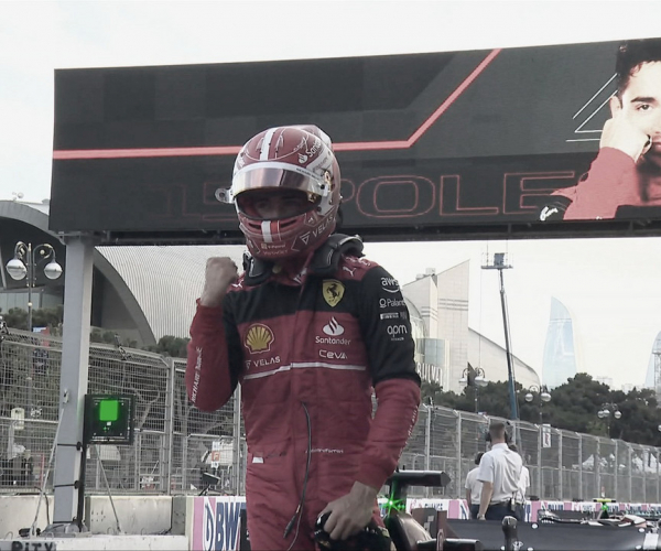 Leclerc se diz contente e surpreso com a pole em Baku: "Não esperava"