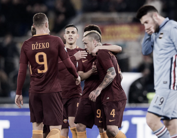 Coppa Italia 2016/17 - Troppa Roma agli ottavi per una coraggiosa Samp: 4-0 all'Olimpico