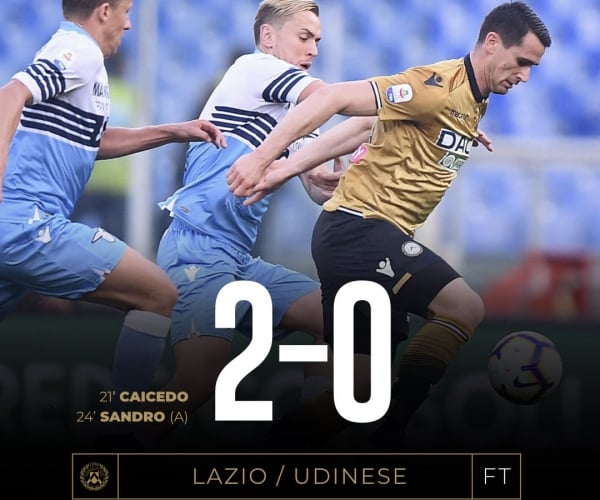Serie A - L'Udinese ha il fiato corto, la Lazio va in scioltezza (2-0)