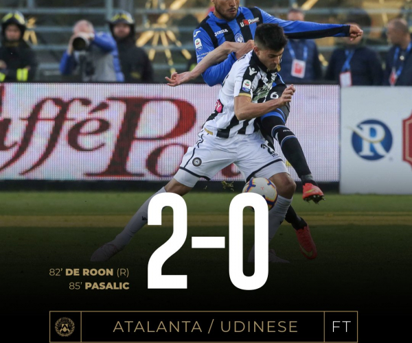 Serie A - Udinese orgogliosa, ma l'Atalanta vola ed è quarta (2-0)