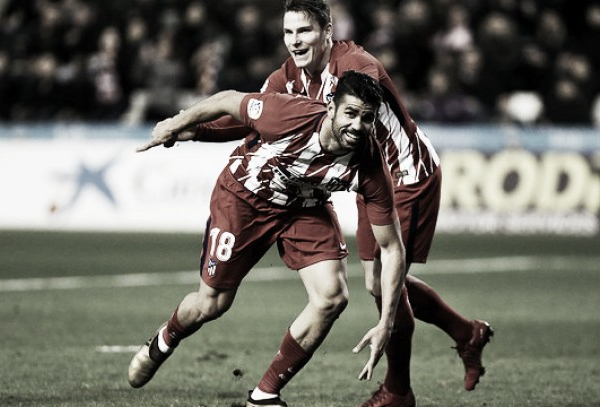 Diego Costa mostra satisfação após gol na sua reestreia pelo Atlético de Madrid