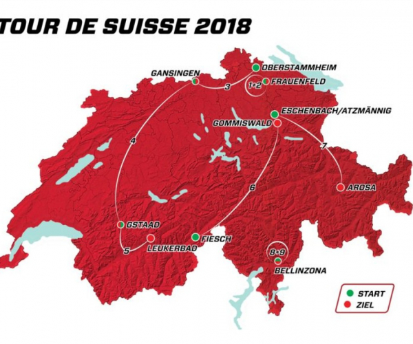 Giro di Svizzera 2018, il percorso tappa per tappa