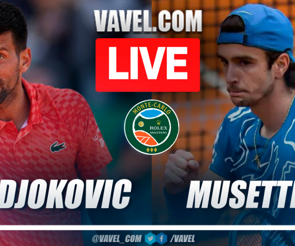 Summary and points of Djokovic 1-2 Musetti in Montecarlo Masters
