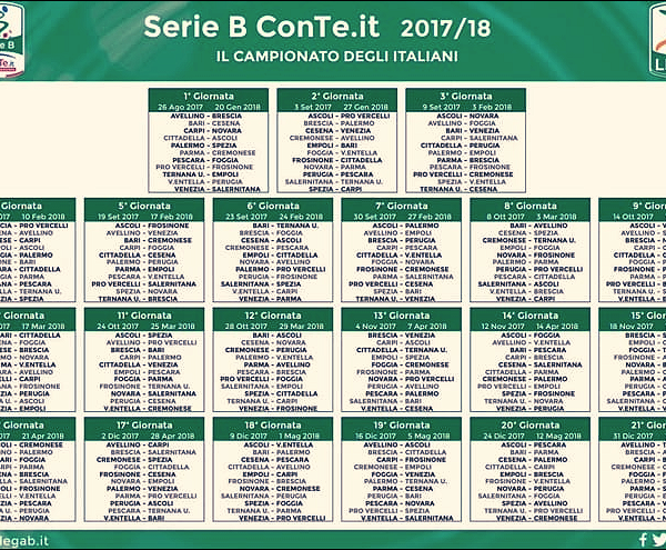 Serie B - Presentato il calendario 2017-2018