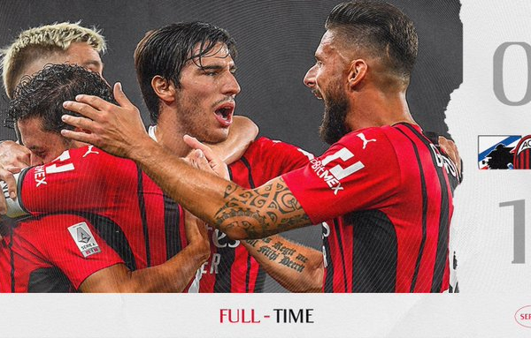 Serie A - Il Milan inizia bene: battuta la Sampdoria per 0-1