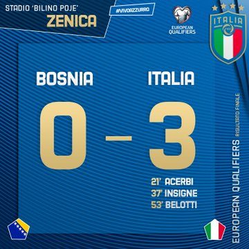 Qualificazioni Euro 2020 - Italia da record: 3-0 contro la Bosnia di Dzeko