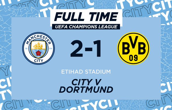 Champions League - Il City batte il Dortmund per 2-1