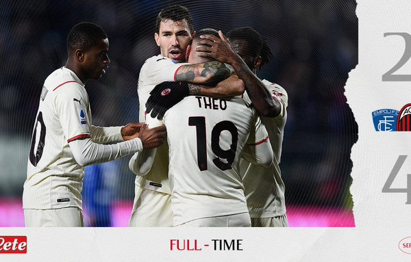 Serie A - Il Milan torna al successo: battuto l'Empoli per 4-2