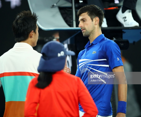 Australian Open: Novak Djokovic seals semifinal place after Kei Nishikori retires 